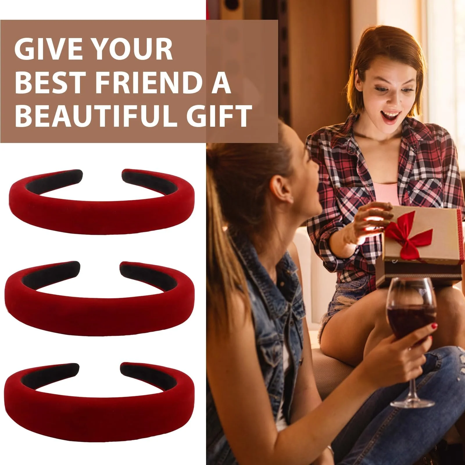 Набір оксамитових обручів на голову 3 шт, фото №7