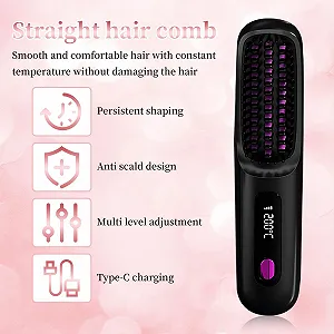 Щітка-випрямляч 2025 бездротова з LED-дисплеєм USB synthetic.ua - Фото 1