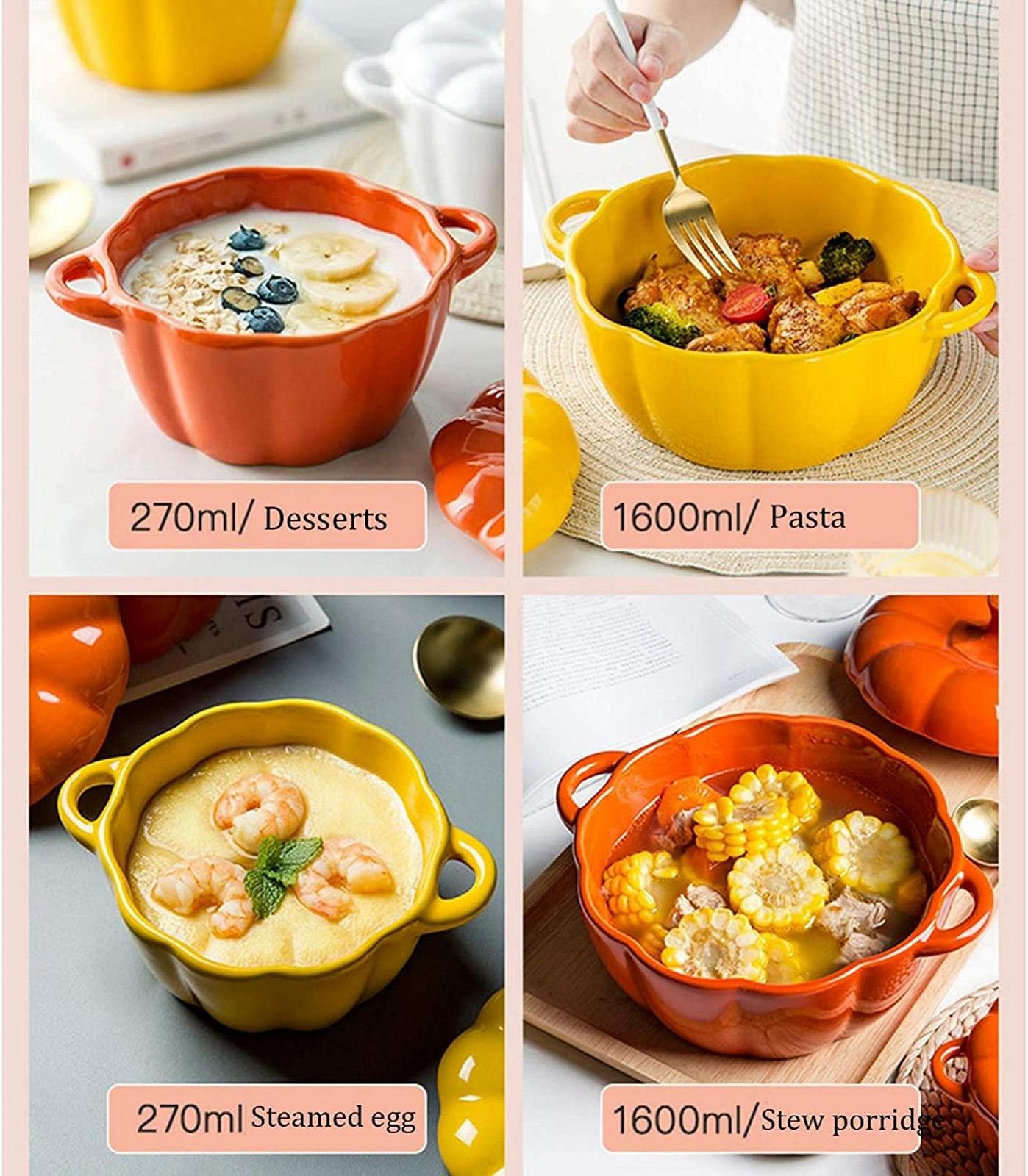 Гусятниця для запікання Pumpkin Casserole Dish Керамічна у формі гарбуза з кришкою, фото №6