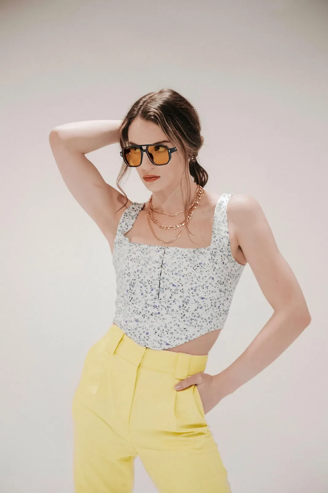 Солнцезащитные очки Авиатор YAMEIZE Ретро Прямоугольные с двойным мостом, фото №2