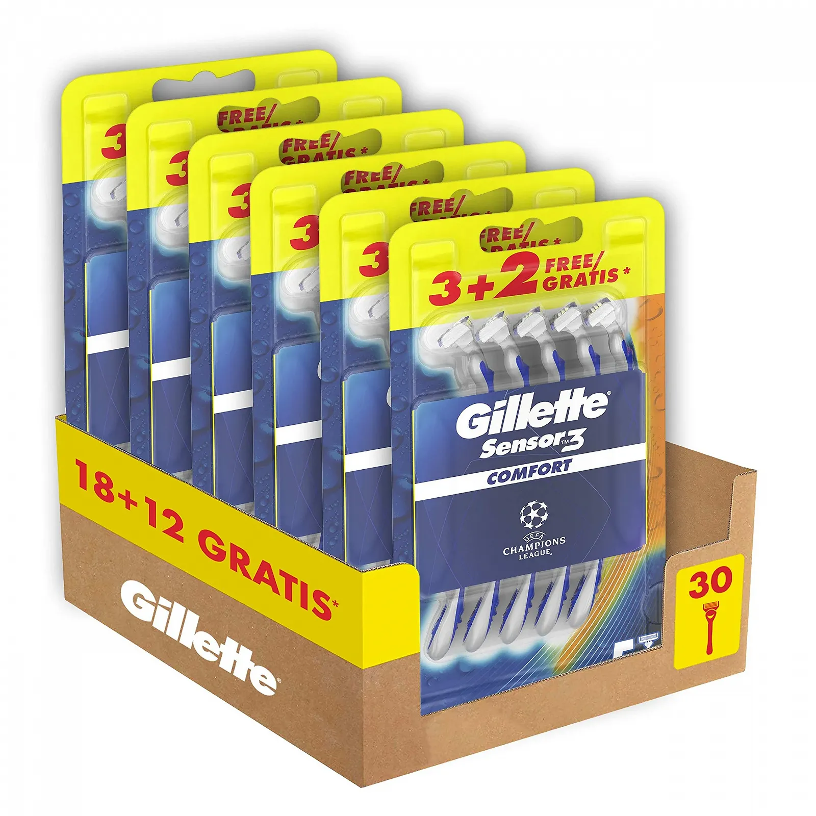 Одноразовая бритва Gillette Sensor3 Comfort 3 + 2 шт., фото №1