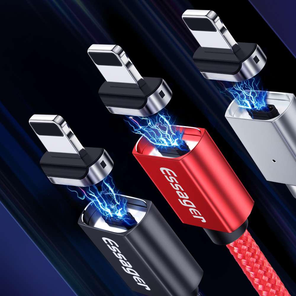 Магнитный кабель черный ESSAGER для iPhone 1метр(PS), фото №2 Магнитный кабель черный ESSAGER для iPhone 1метр(PS), фото №2