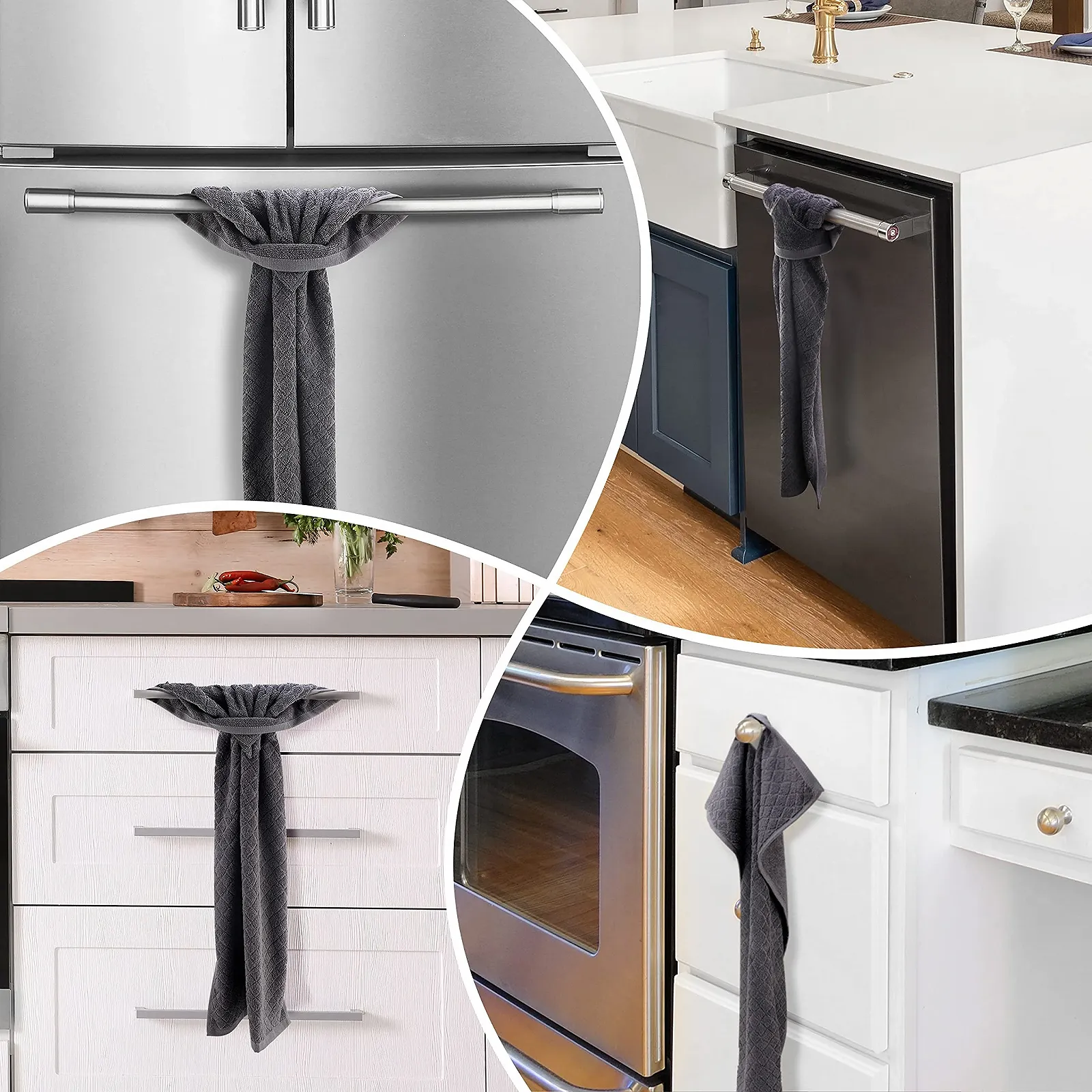 Кухонні рушники Grey Hanging Loop 100% Бавовна 27 x 16 дюймів Сірий, фото №5