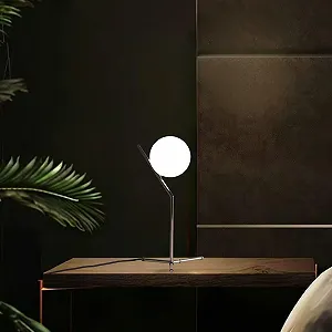 Настільна лампа Alpinaluz E27 скляна куля 18 см Хром synthetic.ua - Фото 1