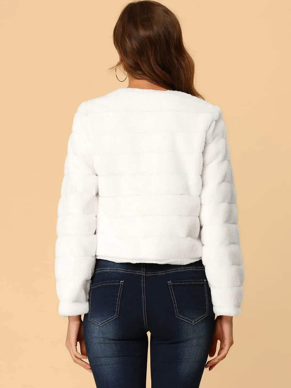 Женская зимняя теплая укороченная куртка Allegra K Без воротника из искусственного меха, фото №5 Женская зимняя теплая укороченная куртка Allegra K Без воротника из искусственного меха, фото №5