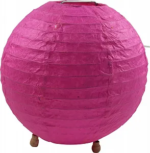 Настільна лампа GURU SHOP Coronada Round Lokta Paper 25 см Рожева synthetic.ua - Фото 1