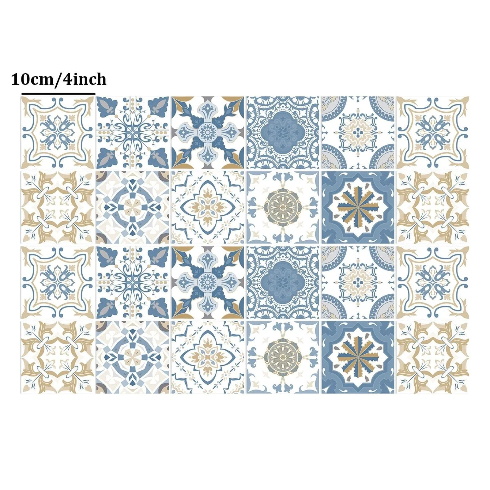 Наклейки на плитку Blue Victorian Vintage 24 шт. 10 x 10 см Самоклеючі Водонепроникні, фото №2 Наклейки на плитку Blue Victorian Vintage 24 шт. 10 x 10 см Самоклеючі Водонепроникні, фото №2