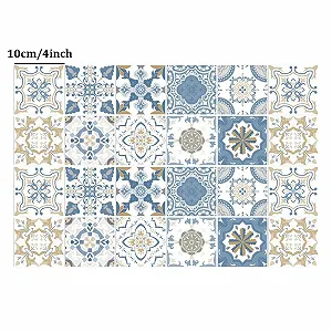Наклейки на плитку Blue Victorian Vintage 24 шт. 10 x 10 см Самоклеючі Водонепроникні synthetic.ua - Фото 1