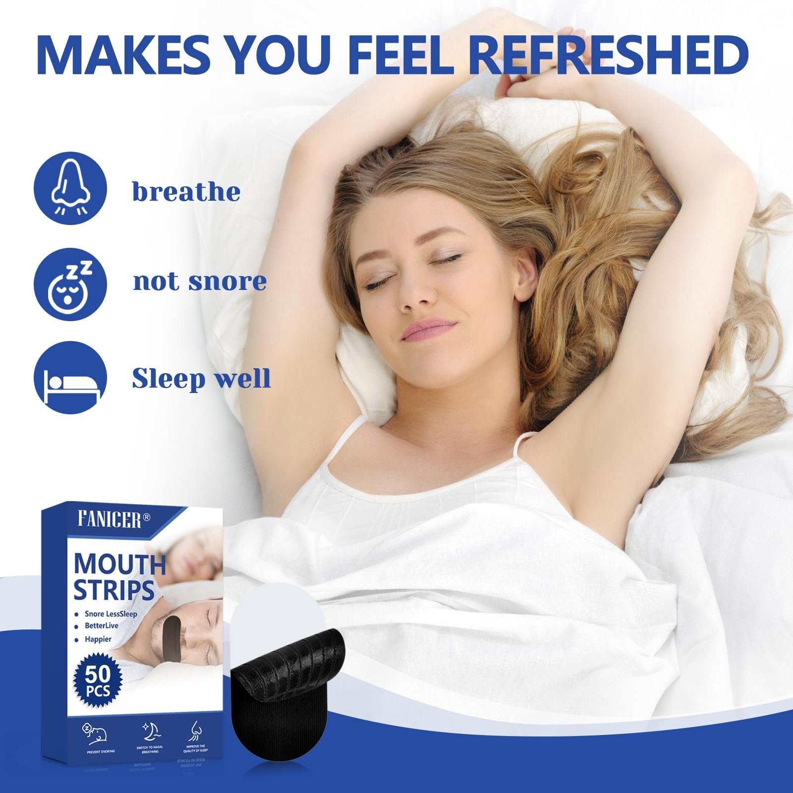 Смужки для рота для сну (50 шт. в упаковці), преміум, фото №5