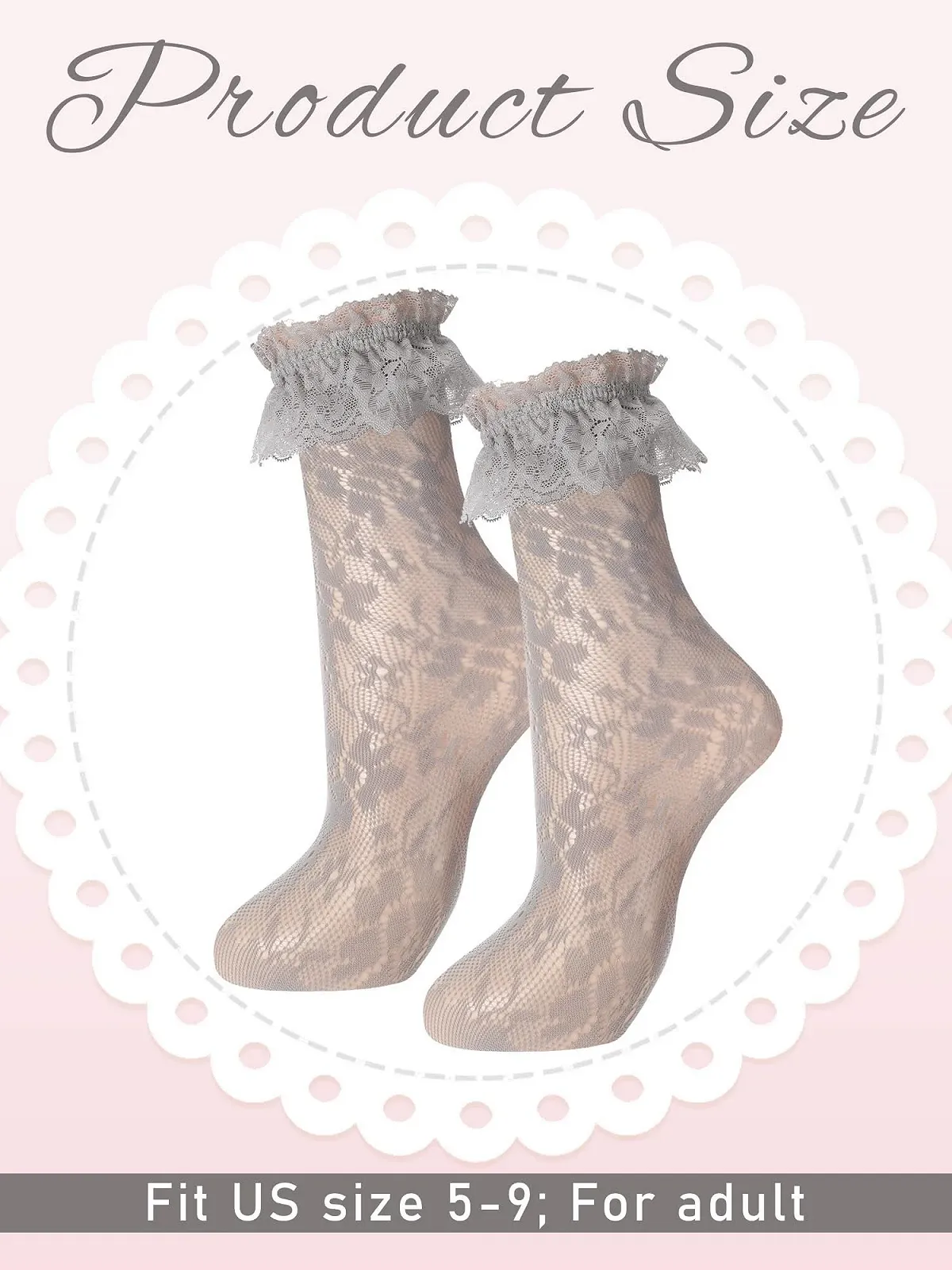 Шкарпетки з мереживними рюшами Geyoga 4 пари для жінок, фото №3