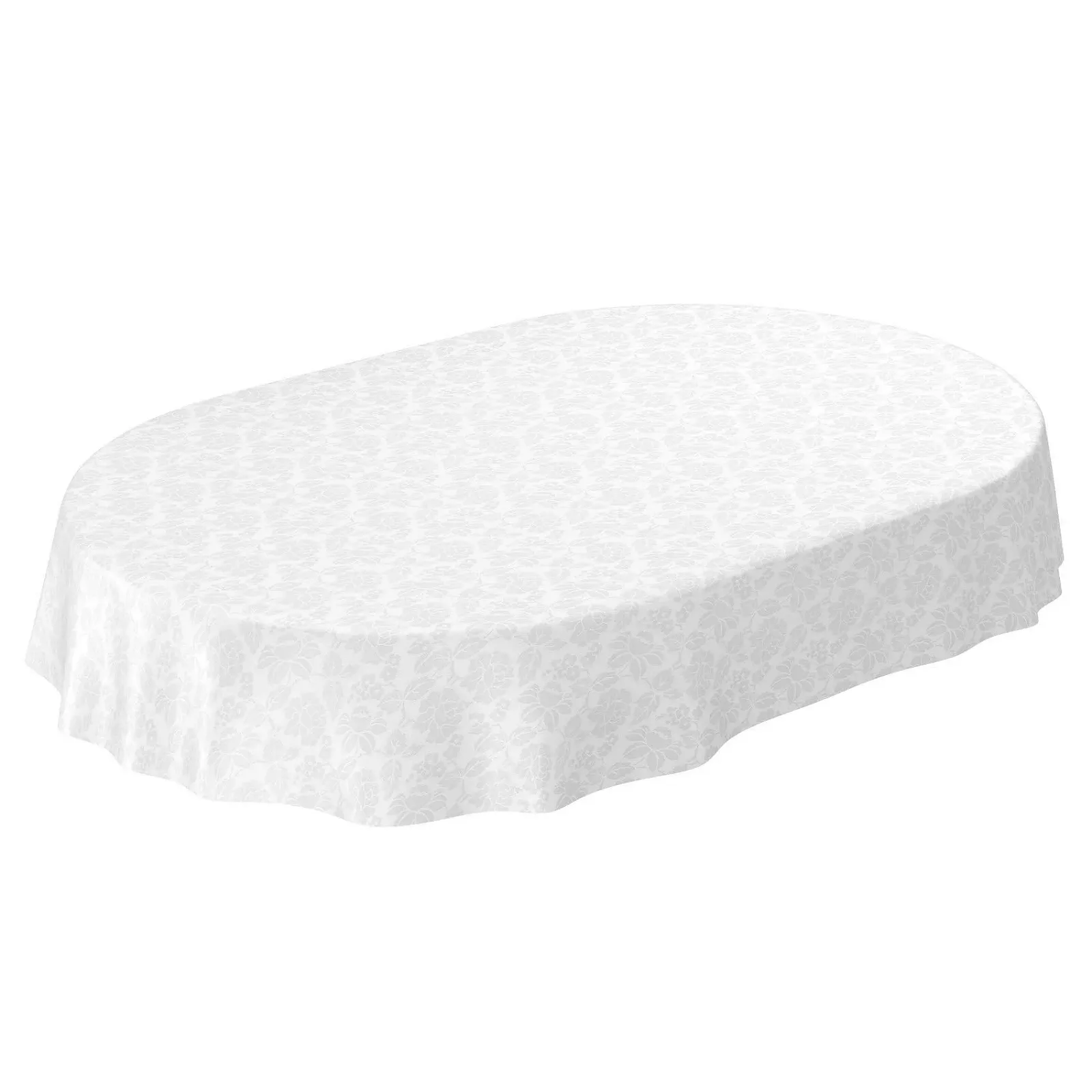 Скатертина ANRO Flowers Plain White Овальна 180 x 140 см, фото №1