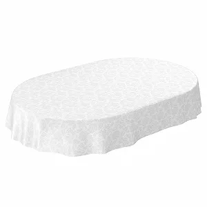 Скатертина ANRO Flowers Plain White Овальна 180 x 140 см - Фото 1