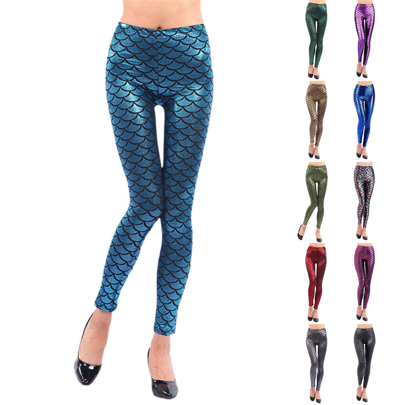 Легінси KBOPLEMQ Жіночі Slim Fit Tights Trousers Shiny Tights Hip Trousers Skinny Pants Push Up Легінси Sea Virgin Fish Scale Printed Sports Легінси Sexy High Waist Легінси, фото №2