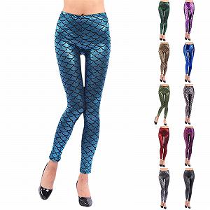 Легінси KBOPLEMQ Жіночі Slim Fit Tights Trousers Shiny Tights Hip Trousers Skinny Pants Push Up Легінси Sea Virgin Fish Scale Printed Sports Легінси Sexy High Waist Легінси synthetic.ua - Фото 1