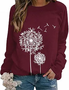 Женский свитшот Dresswel Одуванчик с длинными рукавами, принт одуванчика, осенне-зимняя блузка, топы - Фото 1