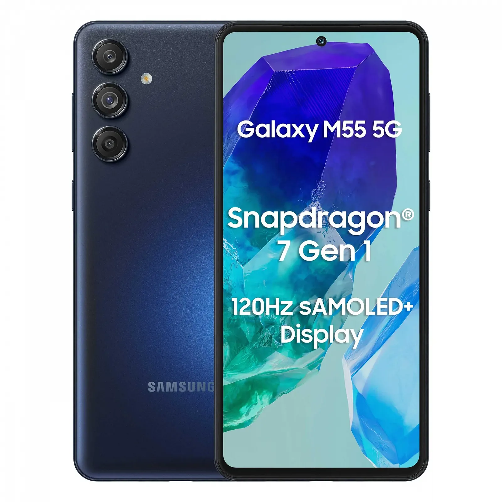 Смартфон Samsung Galaxy M55 5G 8/256 ГБ 50 Мп 5000 мАг Snapdragon 7 Gen 1 Super AMOLED+ Denim Black, фото №1 Смартфон Samsung Galaxy M55 5G 8/256 ГБ 50 Мп 5000 мАг Snapdragon 7 Gen 1 Super AMOLED+ Denim Black, фото №1