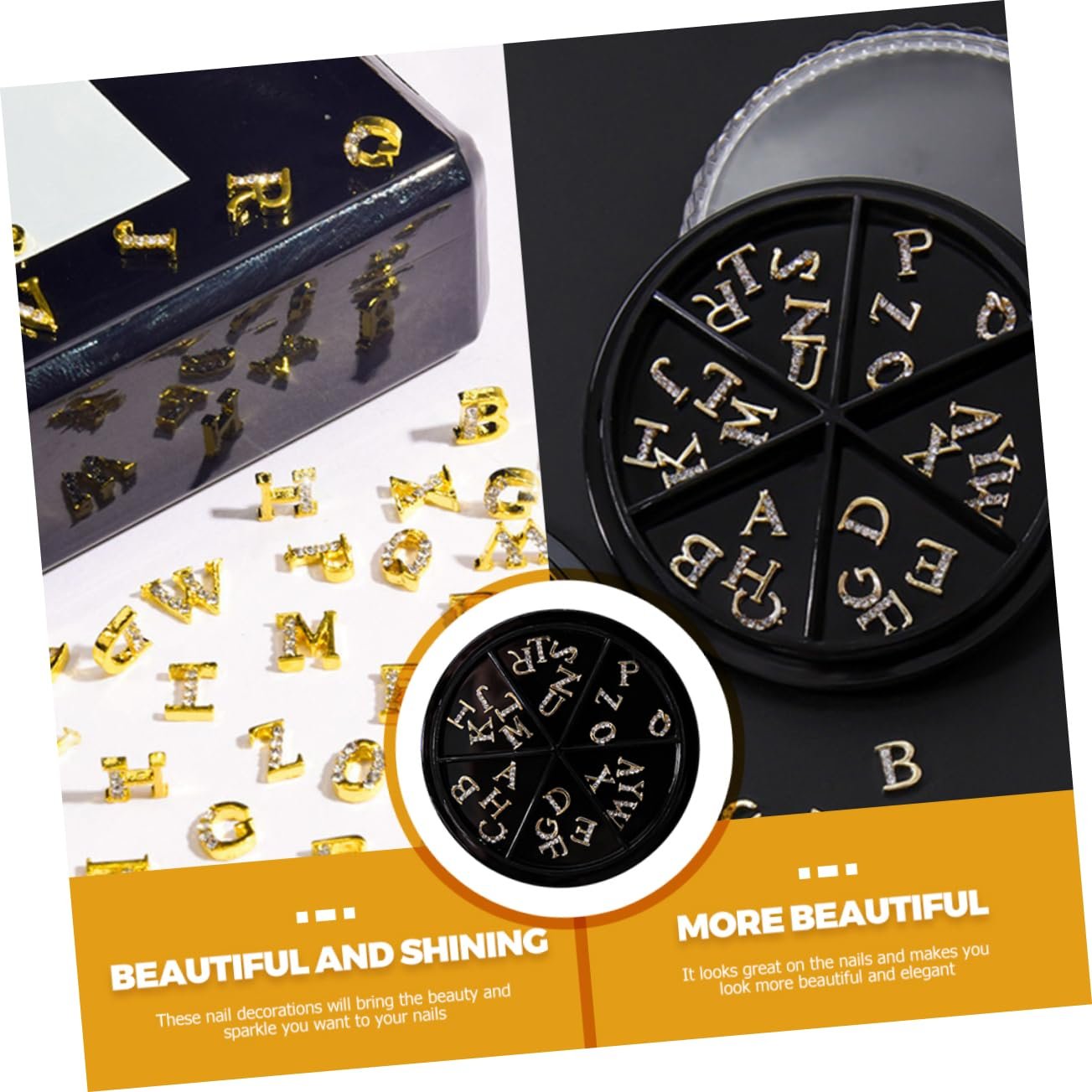 Стразы для ногтей Алфавит FRCOLOR 52 шт Золотистый, фото №3 Стразы для ногтей Алфавит FRCOLOR 52 шт Золотистый, фото №3