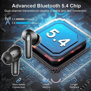 Наушники Nerunsa Bluetooth, Беспроводные Bluetooth 5.4, Вставные наушники с микрофонами ENC шумоподавления, 50 часов воспроизведения, Беспроводные наушники со стерео HiFi synthetic.ua - Фото 1