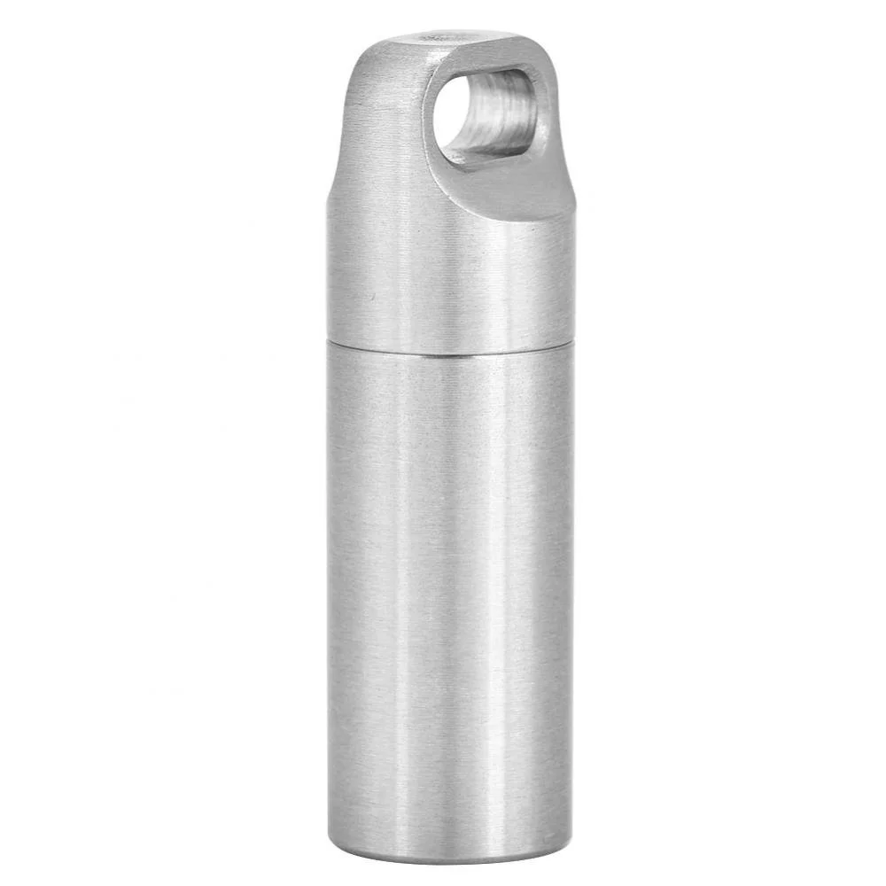 Мини Таблетница, Капсула , Водонепроницаемая Нержавеющая Сталь для Кемпинга, Пешего Туризма, Альпинизма и т.д., S/M/L (L), фото №3