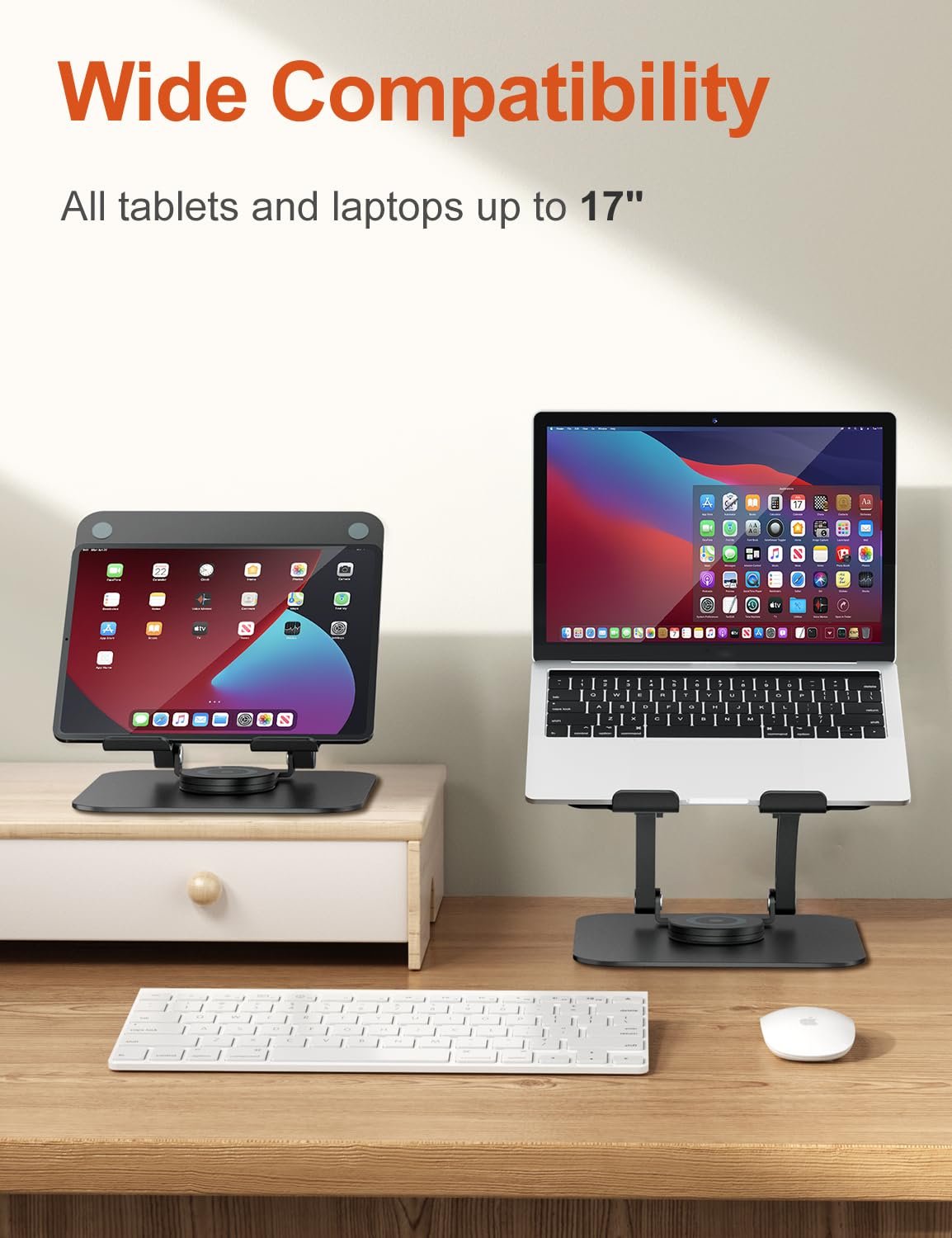 Підставка для ноутбука з основою, що обертається на 360 Регульована по висоті ергономічна, фото №6