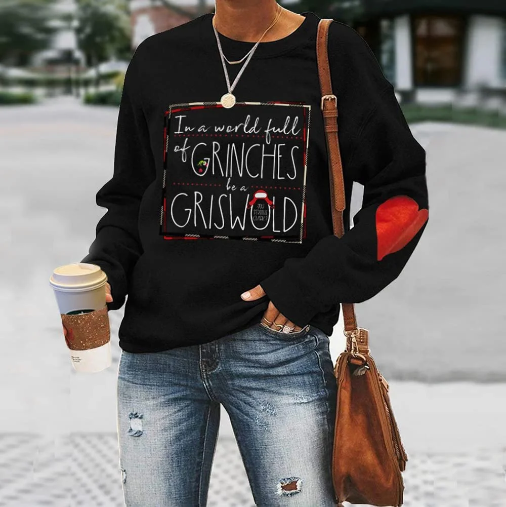 Женские рождественские свитшоты Griswold Kpop Harajuku Худи с длинными рукавами с красными сердечками, фото №2