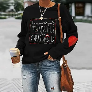 Женские рождественские свитшоты Griswold Kpop Harajuku Худи с длинными рукавами с красными сердечками synthetic.ua - Фото 1