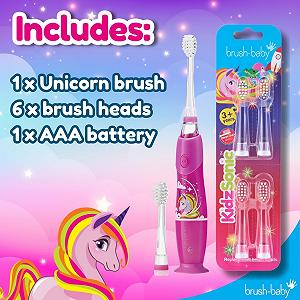 Зубная щетка электрическая Brush-Baby KidzSonic Unicorn с диско-подсветкой, 4 сменные головки и 1 AAA батарея synthetic.ua - Фото 1