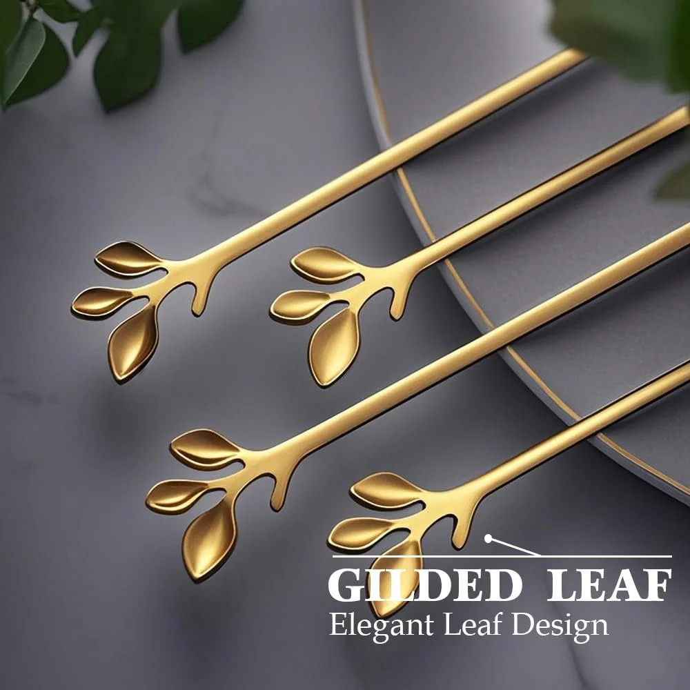 Ложка чайна Ateweita, нержавіюча сталь, 12 cm, з дизайном листя, набір 12 штук, фото №3 Ложка чайна Ateweita, нержавіюча сталь, 12 cm, з дизайном листя, набір 12 штук, фото №3