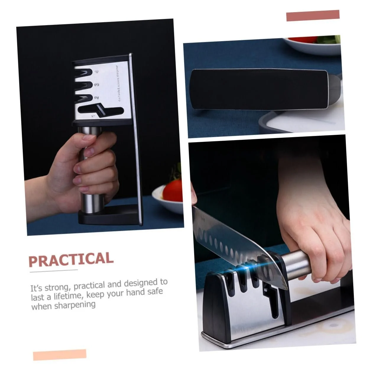 Точило для ножів та ножиць ручна з ергономічною ручкою для дому та професійної кухні, фото №9