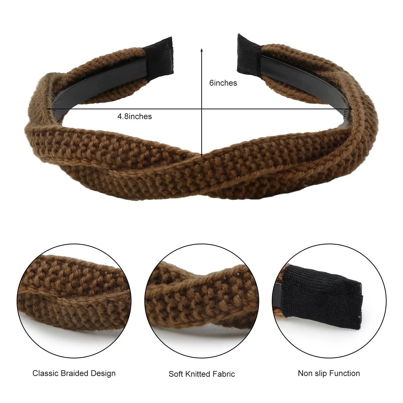 Набір плетених в'язаних обручів на голову для жінок, 4 шт, фото №2