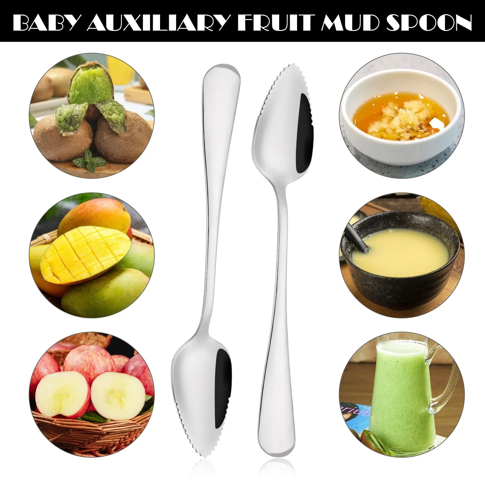 Ложка для грейпфрута Molain, срібна, фото №3