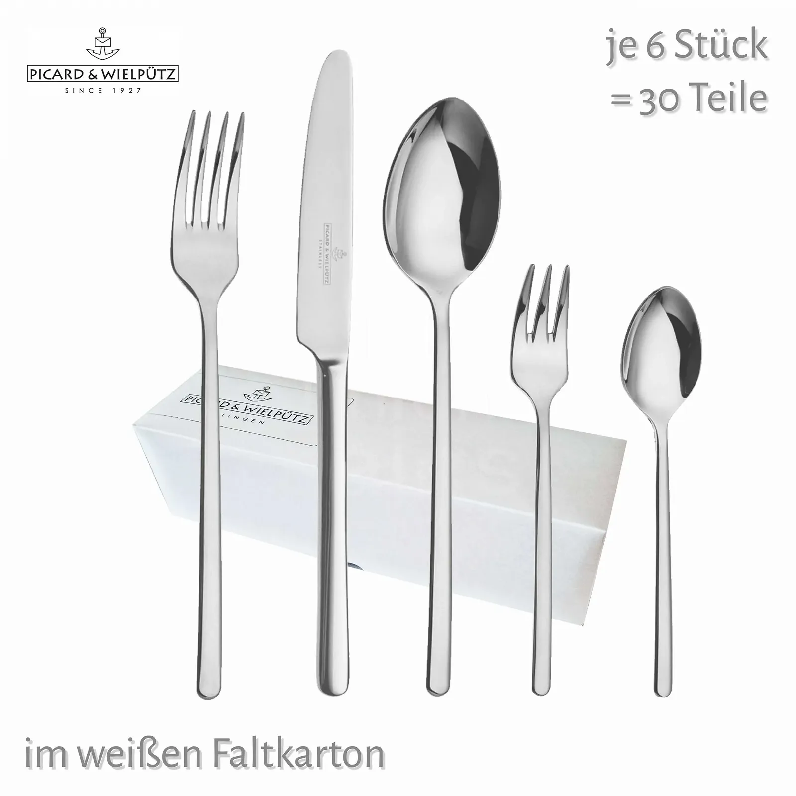 Набір столових приборів Picard & Wielpütz Ventura 6108 30 предметів у білій складній коробці, фото №2