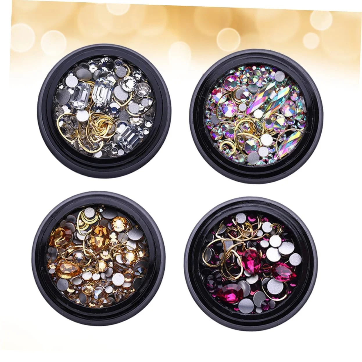 Металлические заклепки для дизайна ногтей Healvian золото Луна-Сердце Прозрачный AB Прозрачный Белый, фото №3