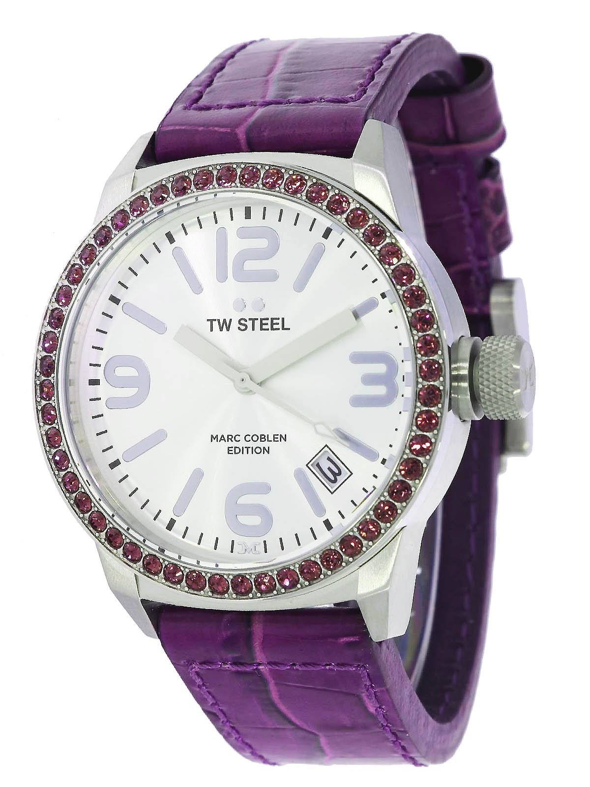 Часы TW Steel Marc Coblen MCPR2 Edition Ремешок кожаный 42 мм Серебристый/Фиолетовый, фото №1