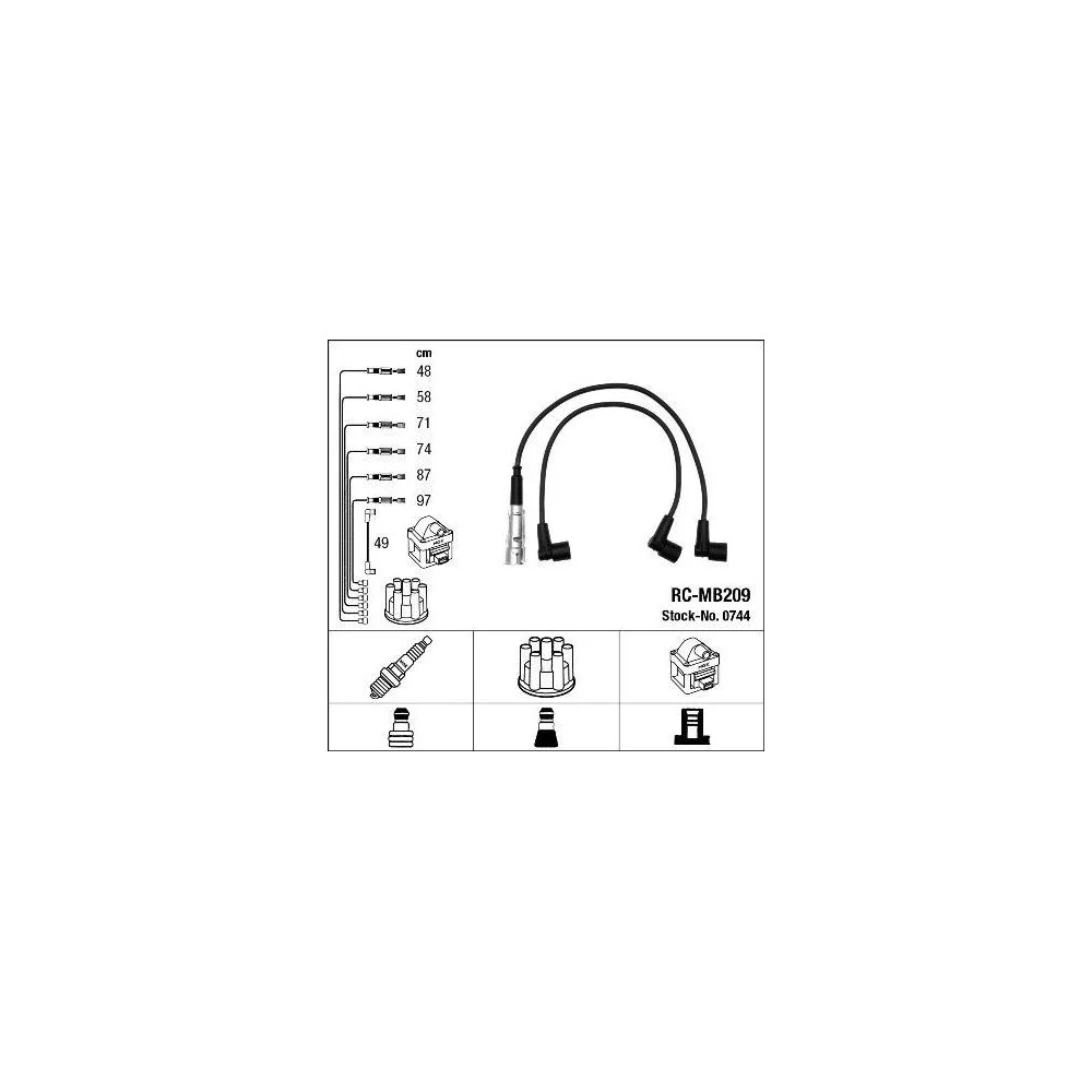Комплект проводов зажигания NGK 0744 для автомобилей с распределителем зажигания, фото №1