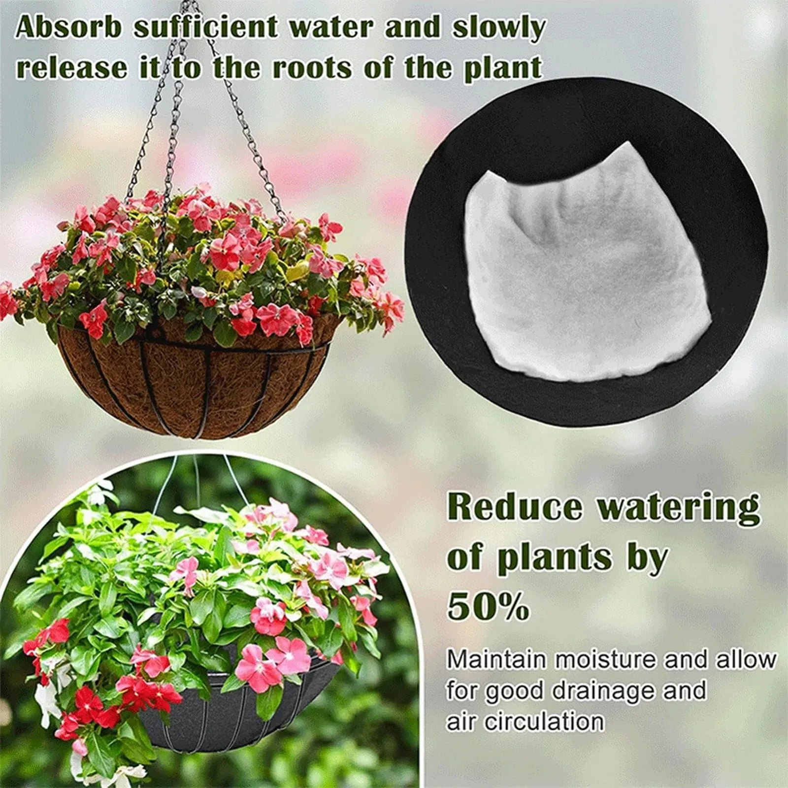 Вставки для цветочных корзин 20 x Коврик для автополива прочный, фото №2