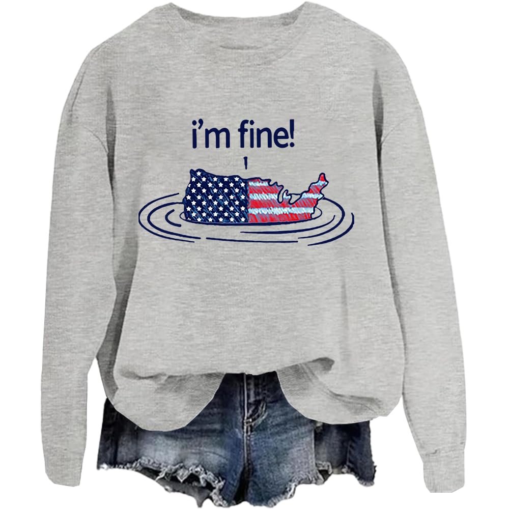 Толстовка I'm Fine Американський прапор до Дня Незалежності Довгий рукав Unisex, фото №1 Толстовка I'm Fine Американський прапор до Дня Незалежності Довгий рукав Unisex, фото №1