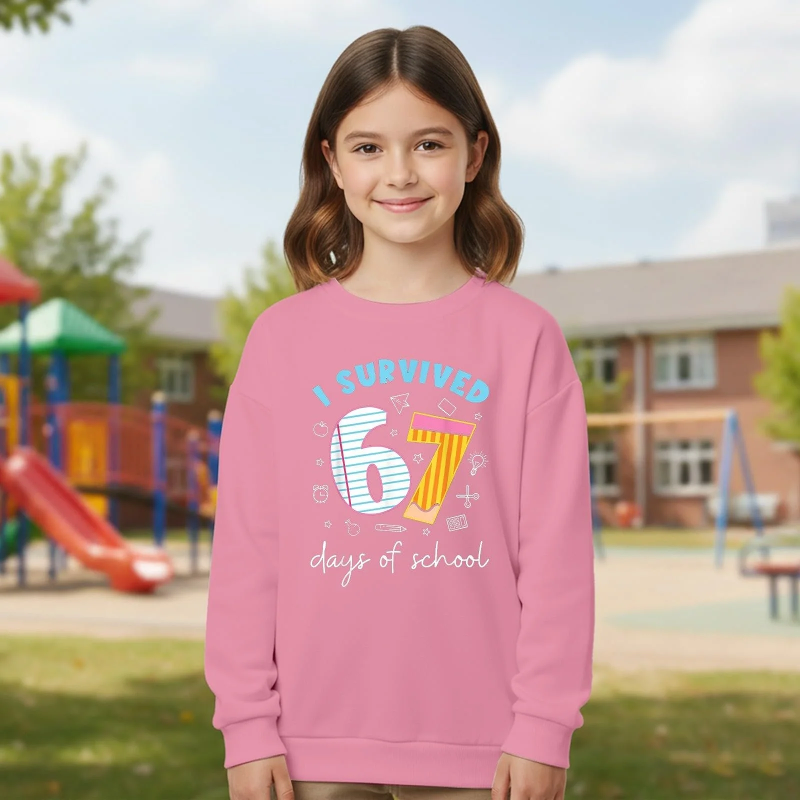 Толстовка детская Generisch Six Seven 67 Meme Мягкий Пуловер 6 7 с капюшоном, смешной дизайн, длинный рукав, повседневный свитер, легкий, многоцветный, фото №3