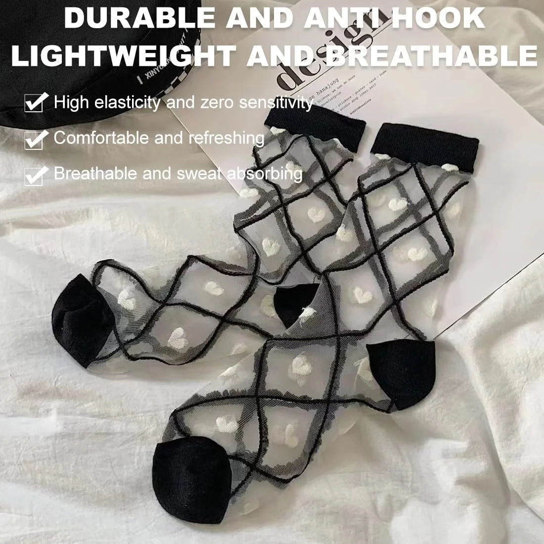 Носки Прозрачные Черные Нейлоновые Женские Короткие Ультратонкие Сетчатые Летние Шелковистые Прохладные С оборками Модные Нескользящие Носки-следки для женщин и девушек с оборками, фото №3 Носки Прозрачные Черные Нейлоновые Женские Короткие Ультратонкие Сетчатые Летние Шелковистые Прохладные С оборками Модные Нескользящие Носки-следки для женщин и девушек с оборками, фото №3