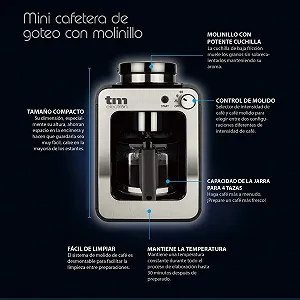 Капельная кофеварка TM Electron Мини с кофемолкой 4 чашки 600 W Серебристая synthetic.ua - Фото 1