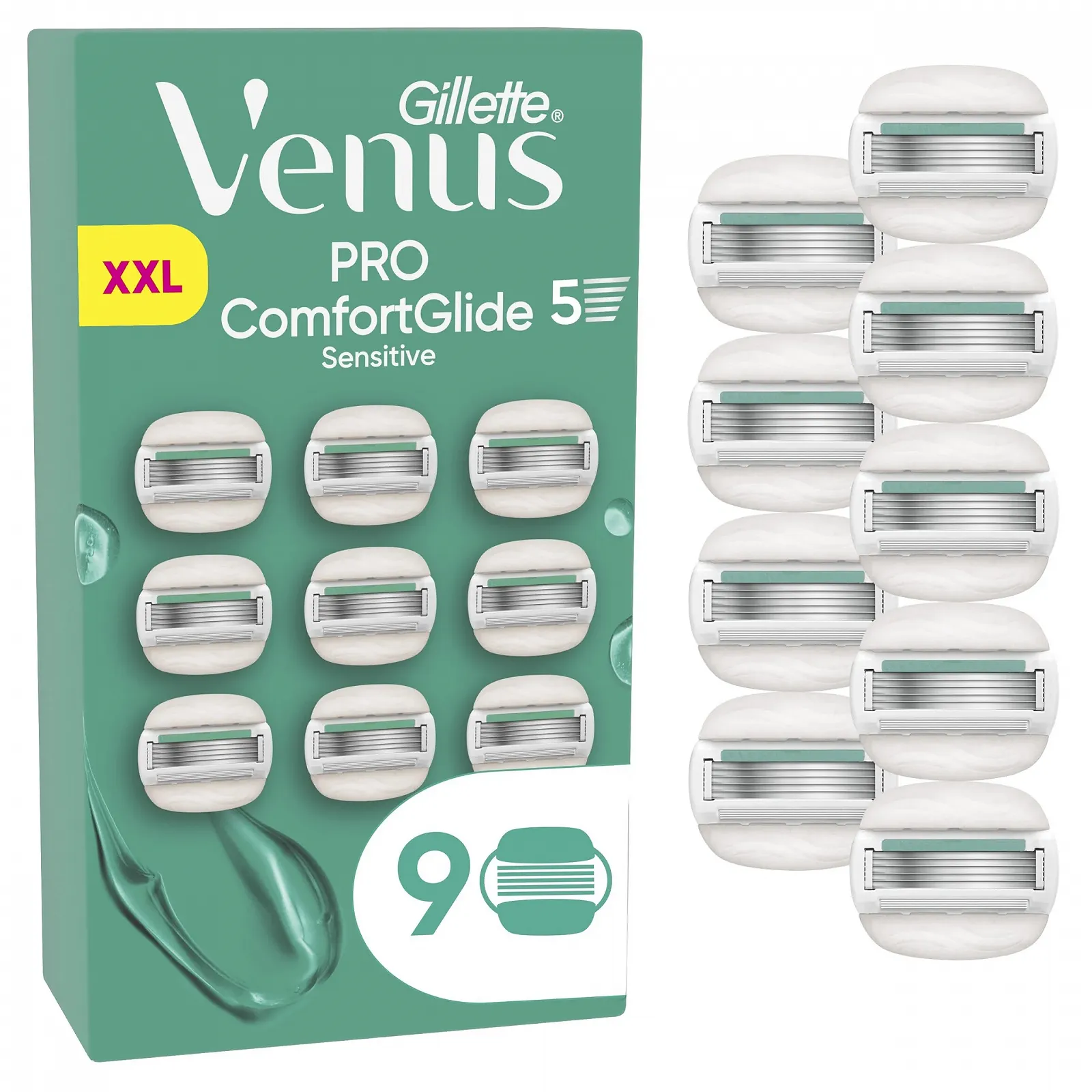 Бритва Gillette Venus Pro ComfortGlide Sensitive 9 сменных лезвий, фото №1