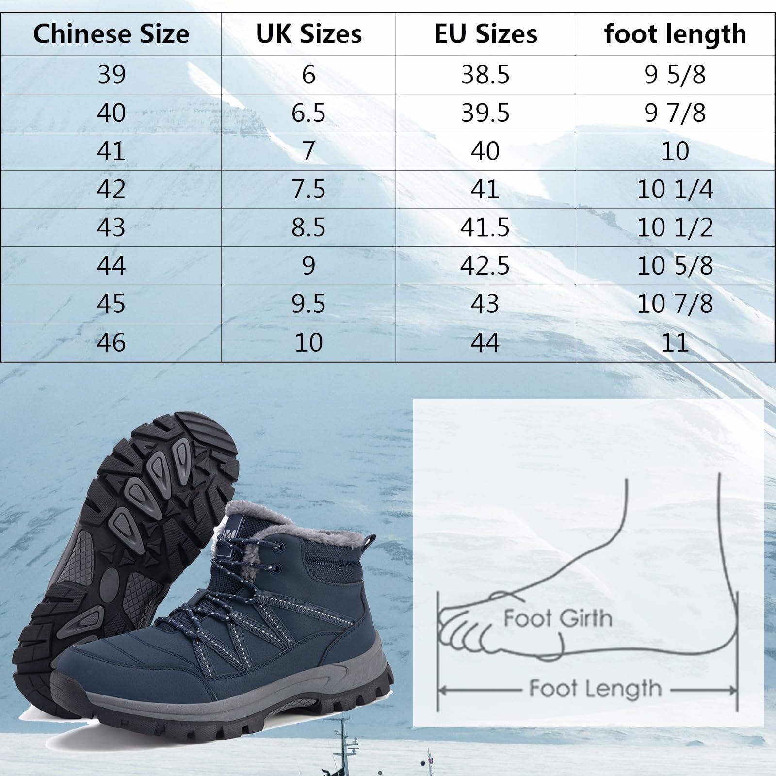 Ботинки ZHNSHM зимние мужские утепленные мехом, нескользящие, легкие, водонепроницаемые ботинки для активного отдыха и походов, фото №5