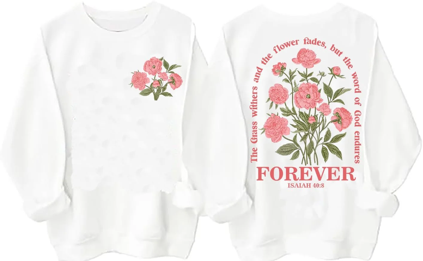 Худі Boho Christian Floral 40:8 Bibelvers Damen Faith Graphic з довгими рукавами, фото №1