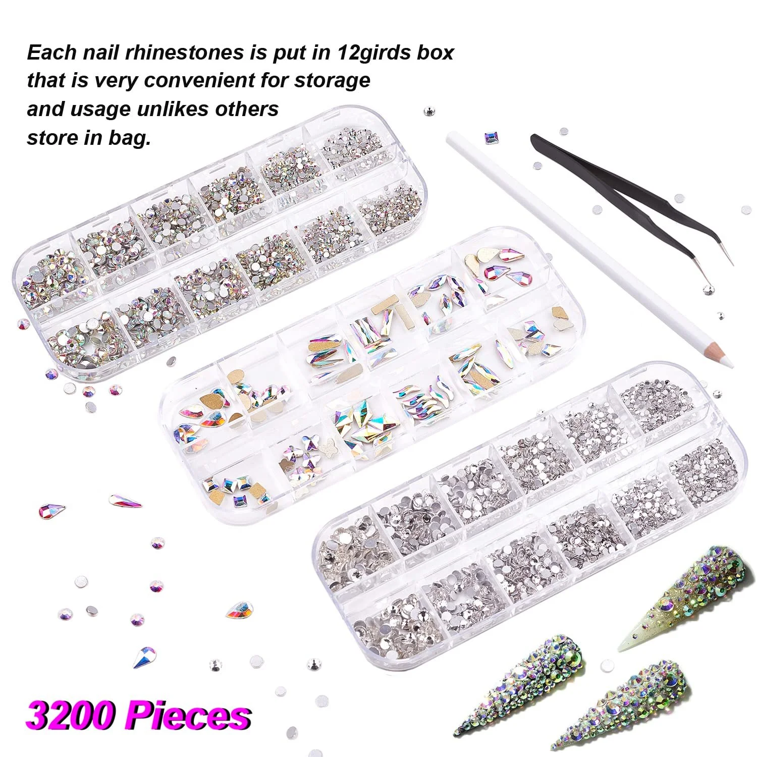 Набор страз для ногтей Разные формы Стеклянные стразы и кристаллы AB Стразы для ногтей и прозрачные бриллианты для ногтей для украшения ногтей DIY Аксессуары для подвесок ювелирных изделий, фото №6
