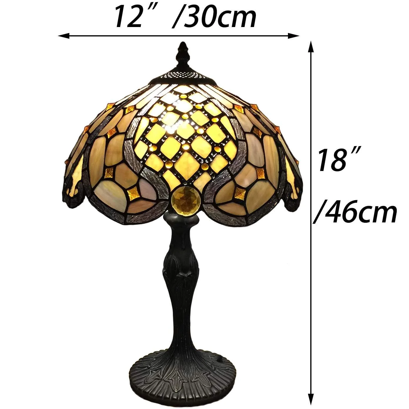 Настільна лампа Bieye Tiffany Style L30817 Бароко Латунний ланцюжок Вітражне скло, фото №4