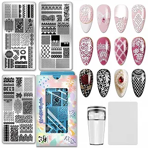 Пластины для стемпинга PH PandaHall 3 штуки Lace Pattern Flowers Tips Retro нержавеющая сталь со штампом и скребком - Фото 1
