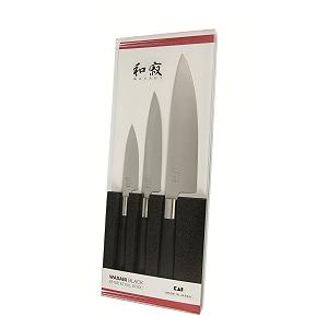 Набір ножів Kai Wasabi Black 67S 6710P, 6715U, 6720C, 3 предмети synthetic.ua - Фото 1