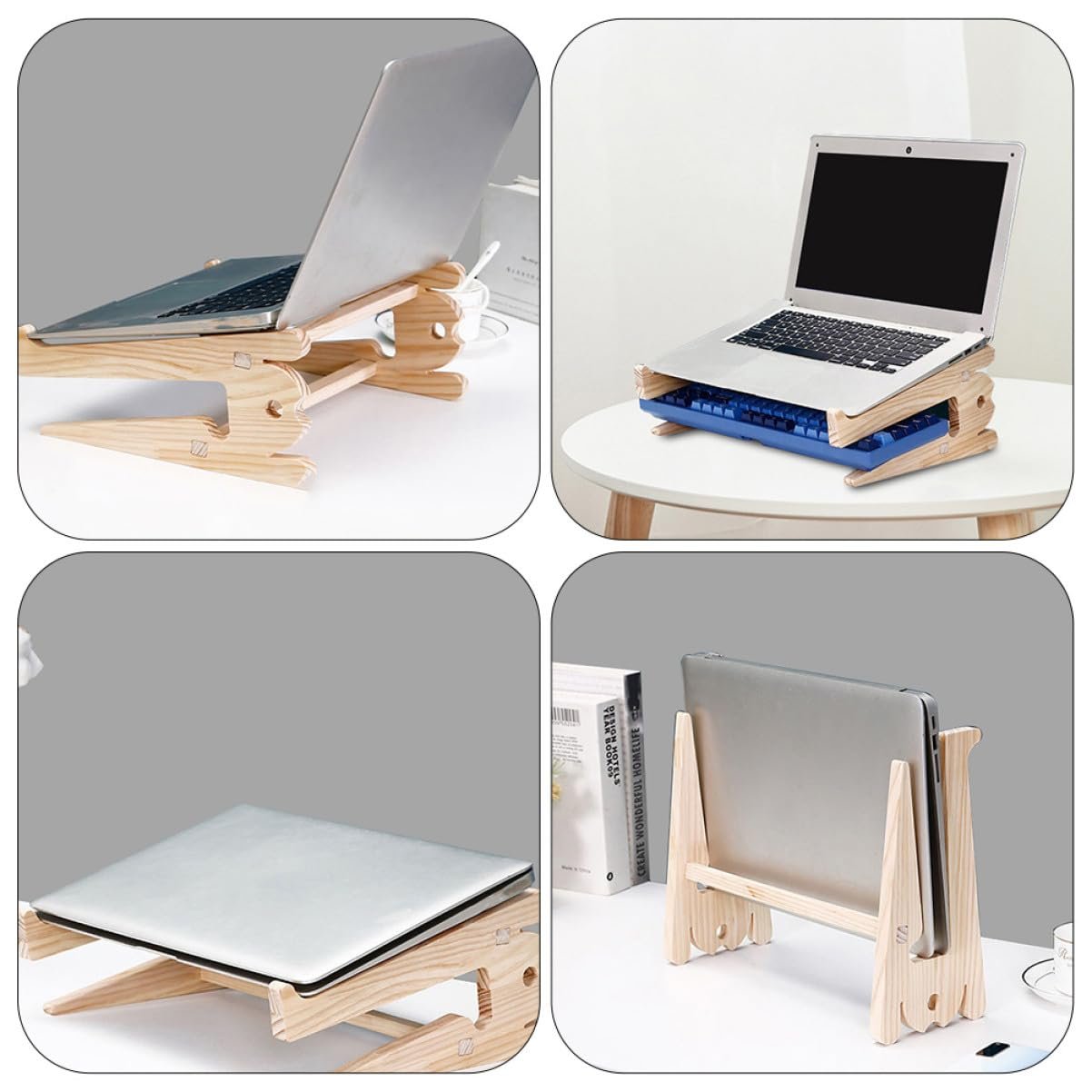 Подставка для ноутбука Holz Регулируемая Подставка для ноутбука Охлаждающая подставка Подставка для ноутбука Настольный держатель Многофункциональная Портативная и складная для офиса и дома, фото №4