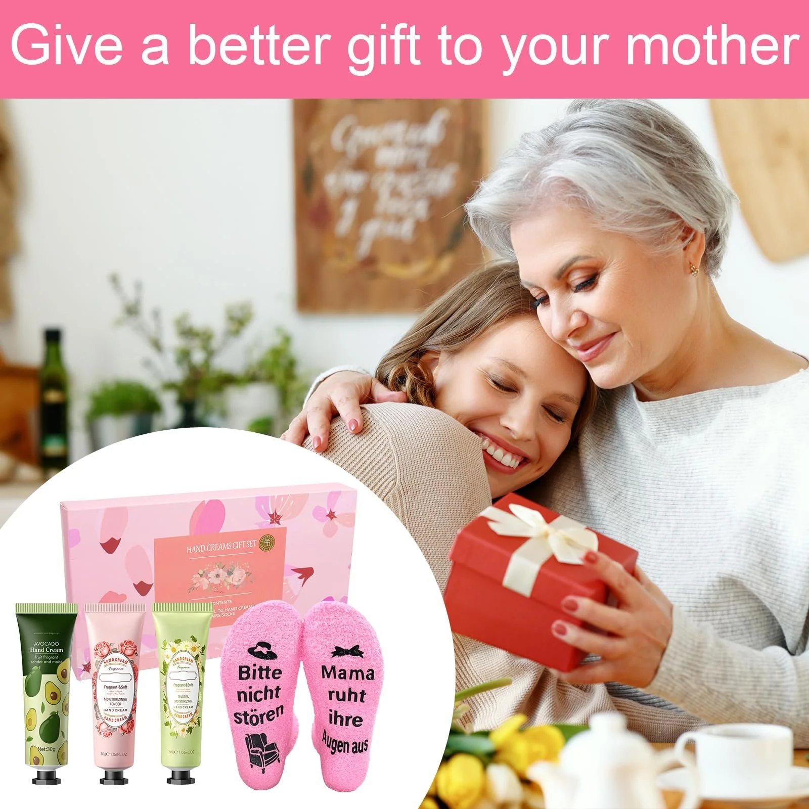 Набір подарунковий для жінок з 3 кремами для рук та 1 парою шкарпеток, фото №5 Набір подарунковий для жінок з 3 кремами для рук та 1 парою шкарпеток, фото №5