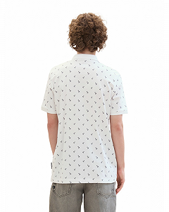 Поло Men's Polo with Palm Pattern 1042114ХХ35505 Tom Tailor Білий M synthetic.ua - Фото 1